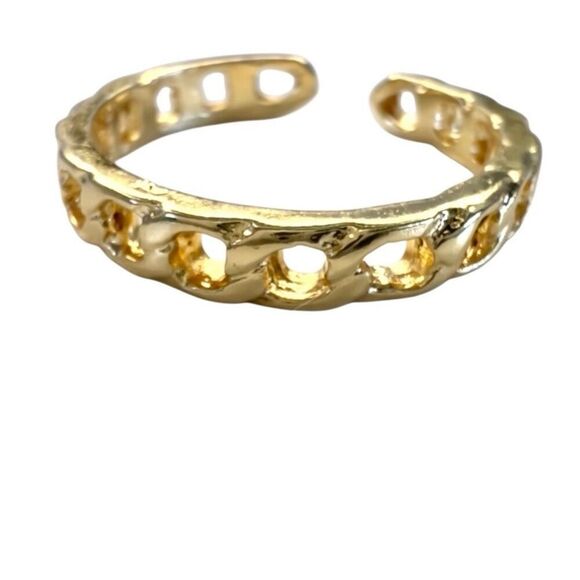 18K Gold filled Dainty “Charlotte” Open Chain Ring adjustable - Picture 1 of 4